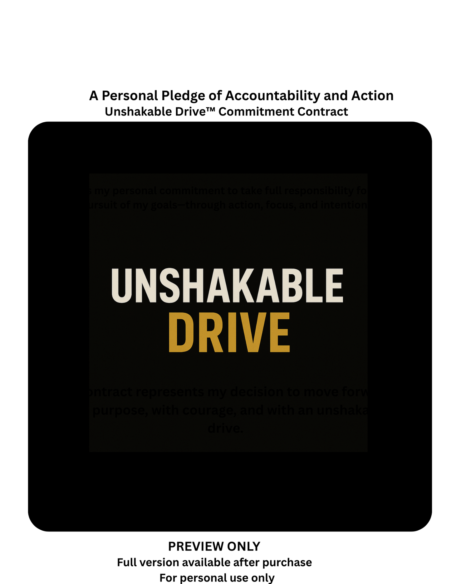 (Digital PDF) Unshakable Drive™ Commitment Contract